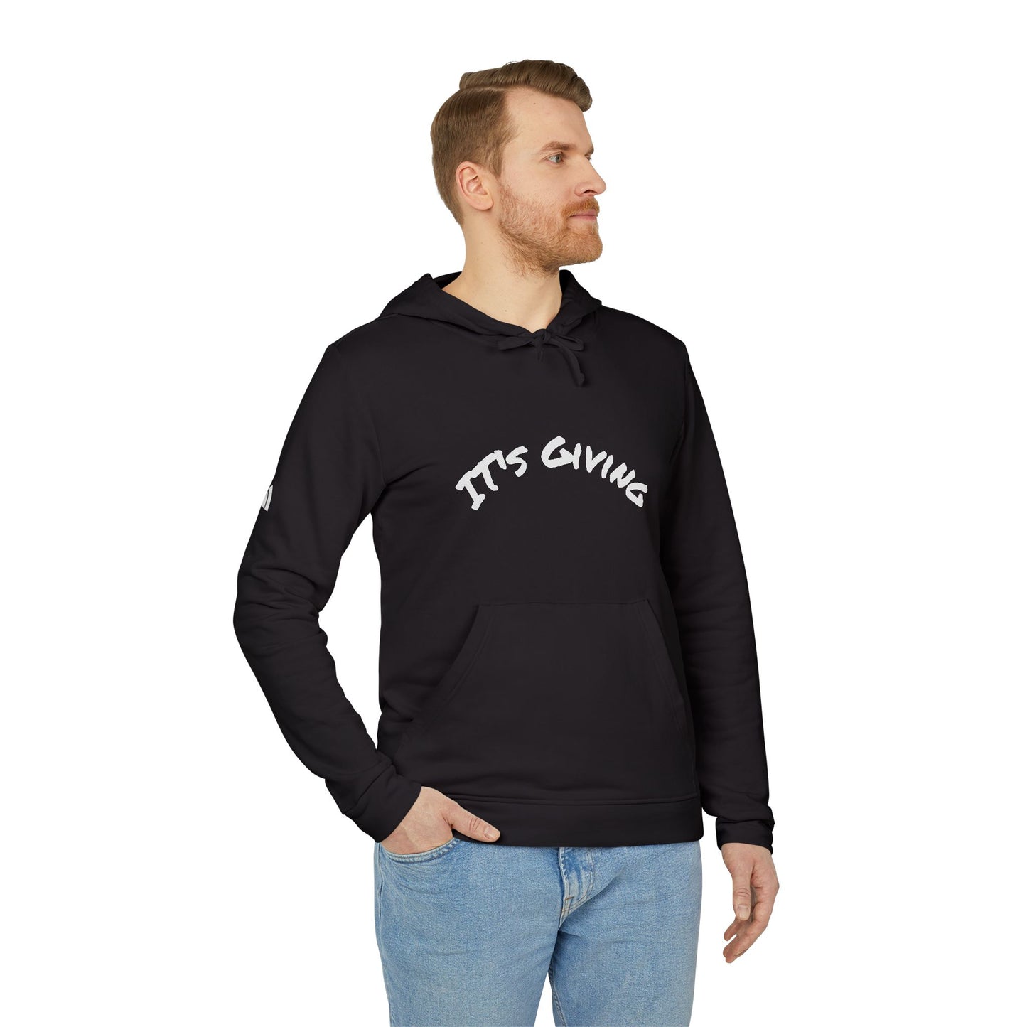 Cozy Unisex Fleece Hoodie with Subtle 'It's  Giving slang word Casual Loungewear