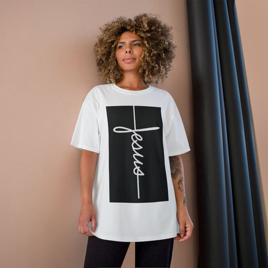 Jesus Cross Script T-Shirt — Minimal Christian Faith Tee