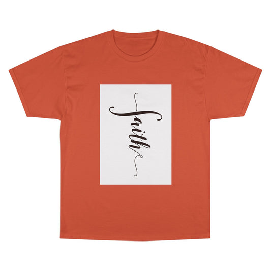 Faith Script Champion T-Shirt — Vertical Handlettered Inspirational Tee