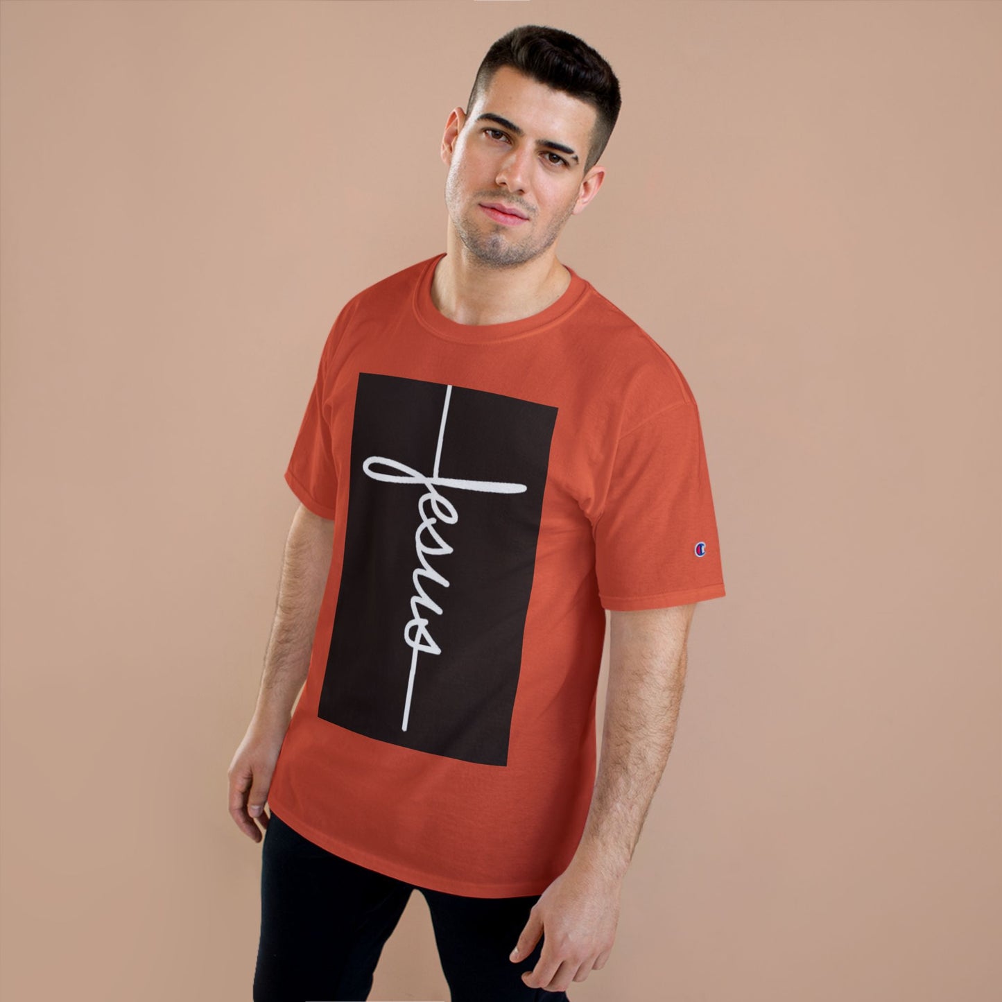 Jesus Cross Script T-Shirt — Minimal Christian Faith Tee