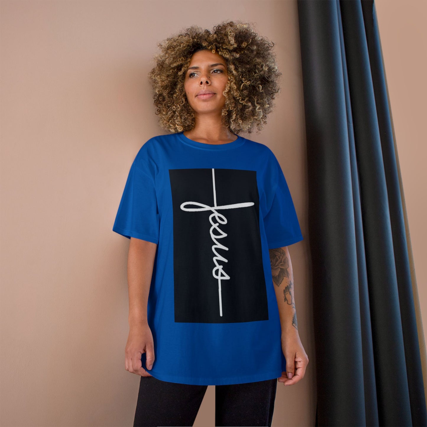 Jesus Cross Script T-Shirt — Minimal Christian Faith Tee