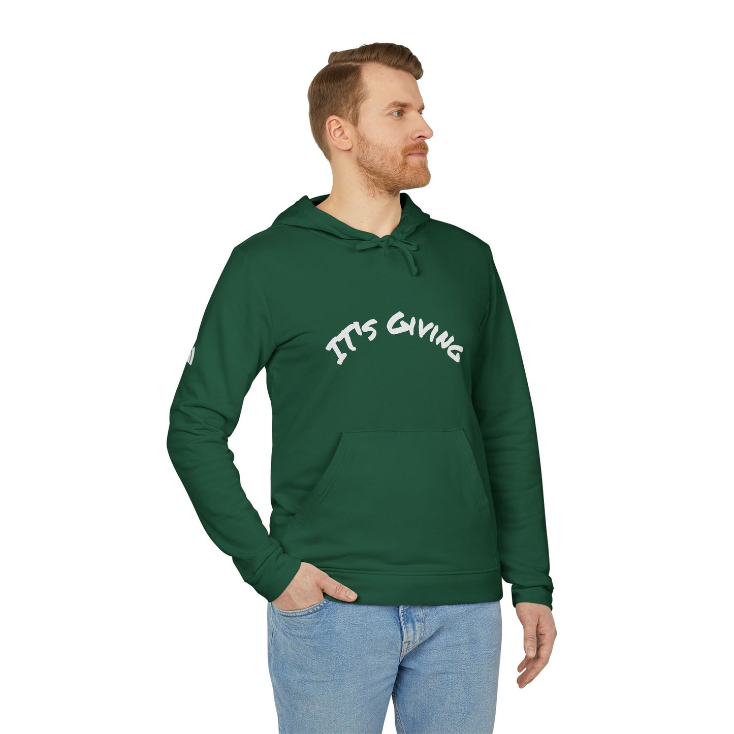 Cozy Unisex Fleece Hoodie with Subtle 'It's  Giving slang word Casual Loungewear