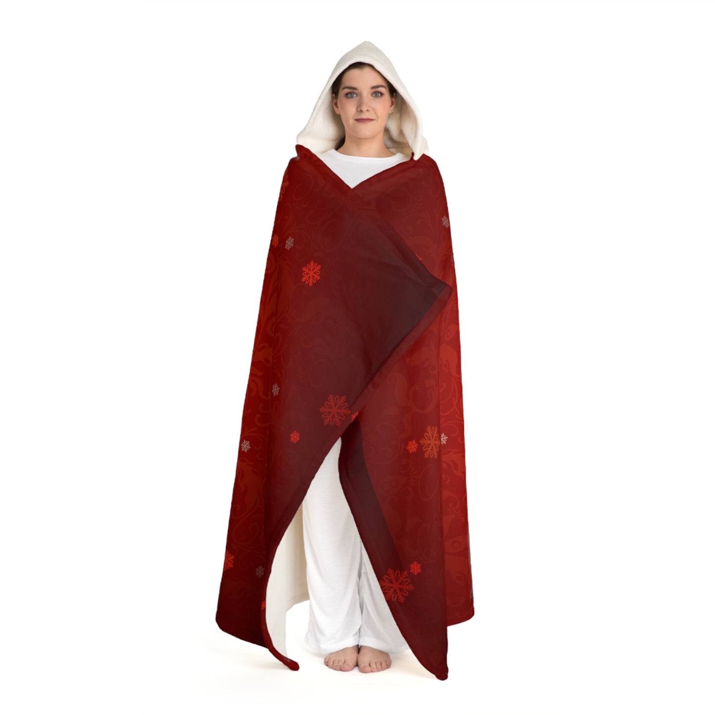 Hooded Sherpa Blanket - Cozy Christmas Red Winter & Holidays