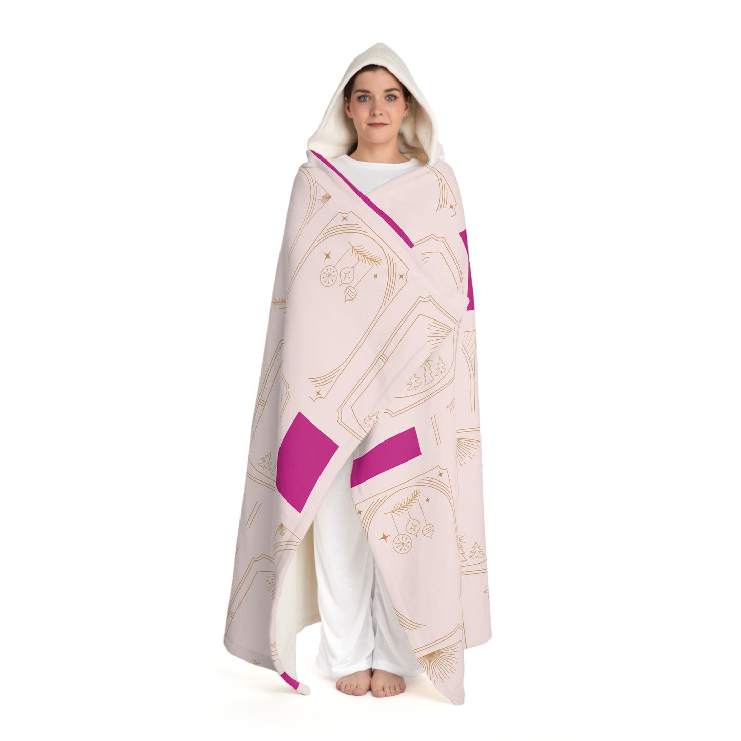 Christmas Hooded Sherpa Fleece Blanket