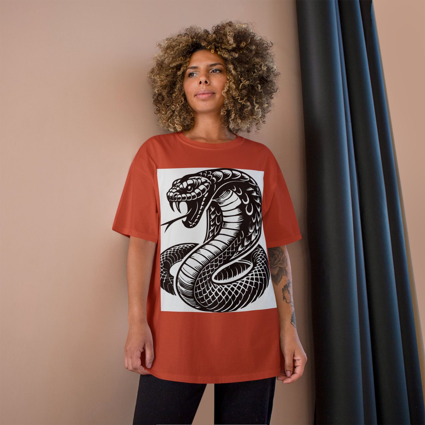 Snake Cobra Graphic T-Shirt — Bold Black Tattoo-Style Design