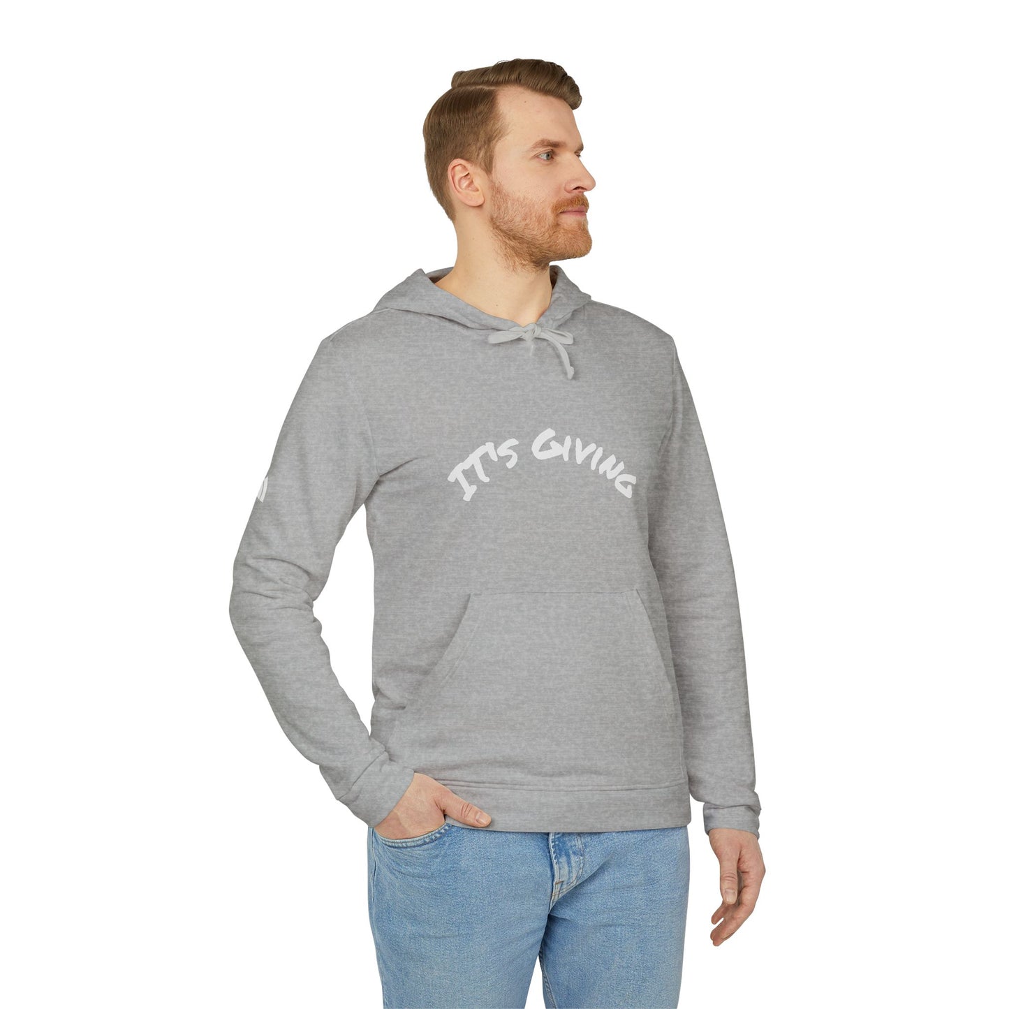 Cozy Unisex Fleece Hoodie with Subtle 'It's  Giving slang word Casual Loungewear