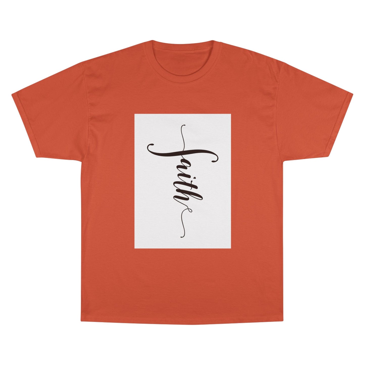 Faith Script Champion T-Shirt — Vertical Handlettered Inspirational Tee