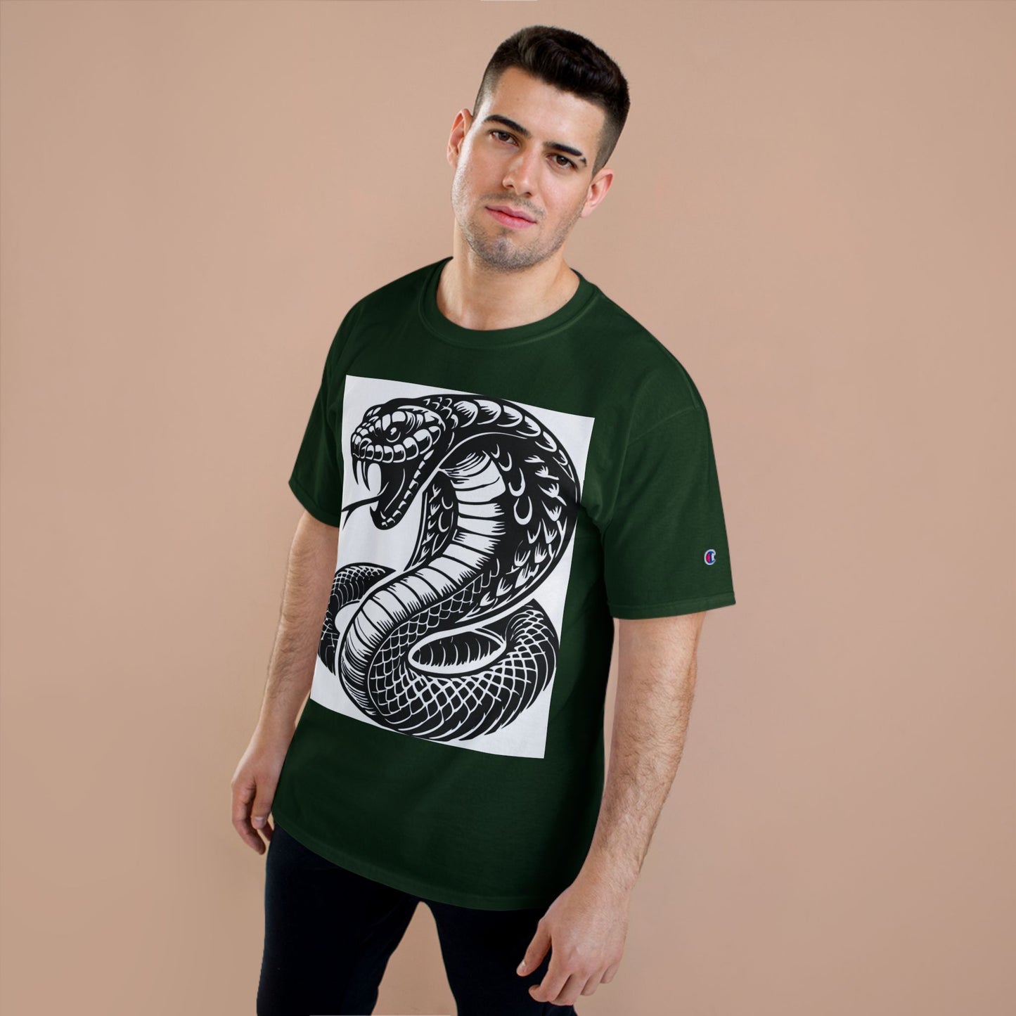 Snake Cobra Graphic T-Shirt — Bold Black Tattoo-Style Design