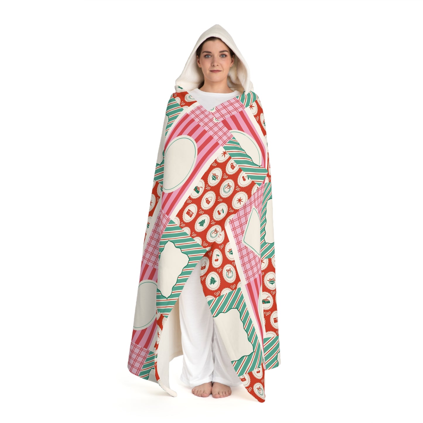 Christmas Hooded Sherpa Fleece Blanket