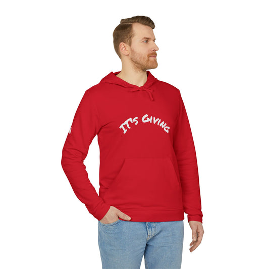 Cozy Unisex Fleece Hoodie with Subtle 'It's  Giving slang word Casual Loungewear