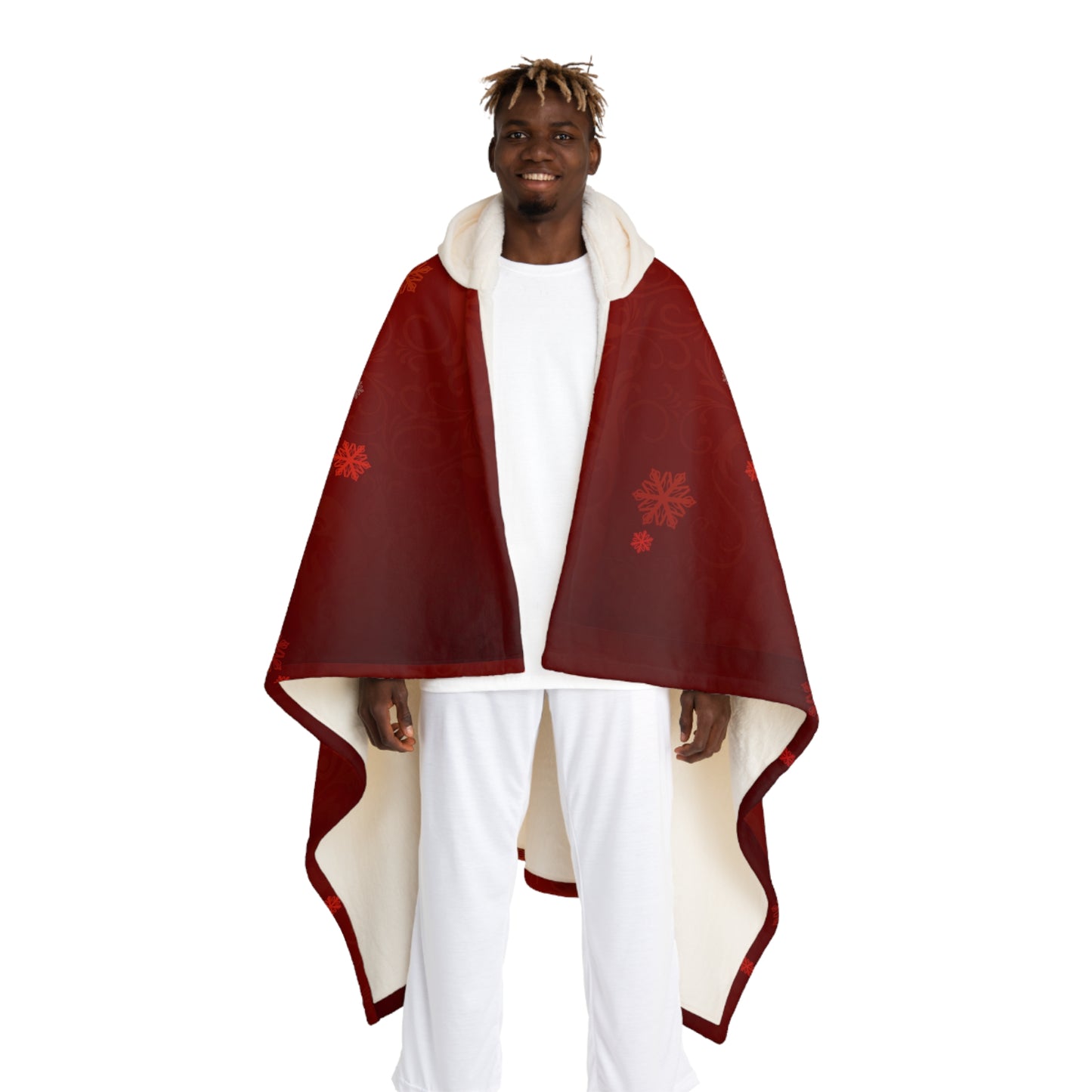 Hooded Sherpa Blanket - Cozy Christmas Red Winter & Holidays