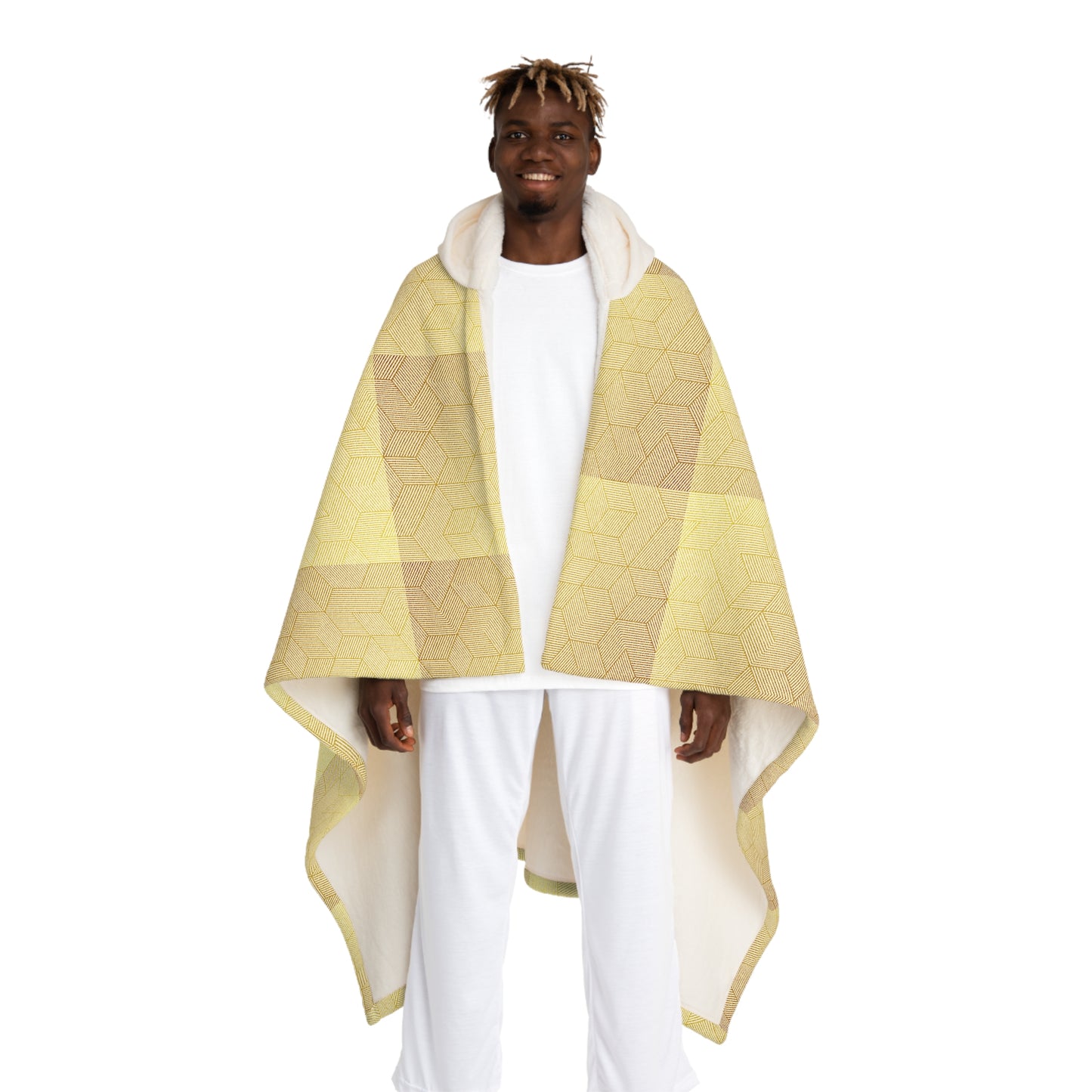 Hooded Sherpa Fleece Blanket - Cozy Christmas Gold Comfortable Throw