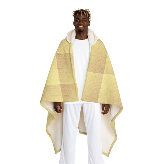 Hooded Sherpa Fleece Blanket - Cozy Christmas Gold Comfortable Throw