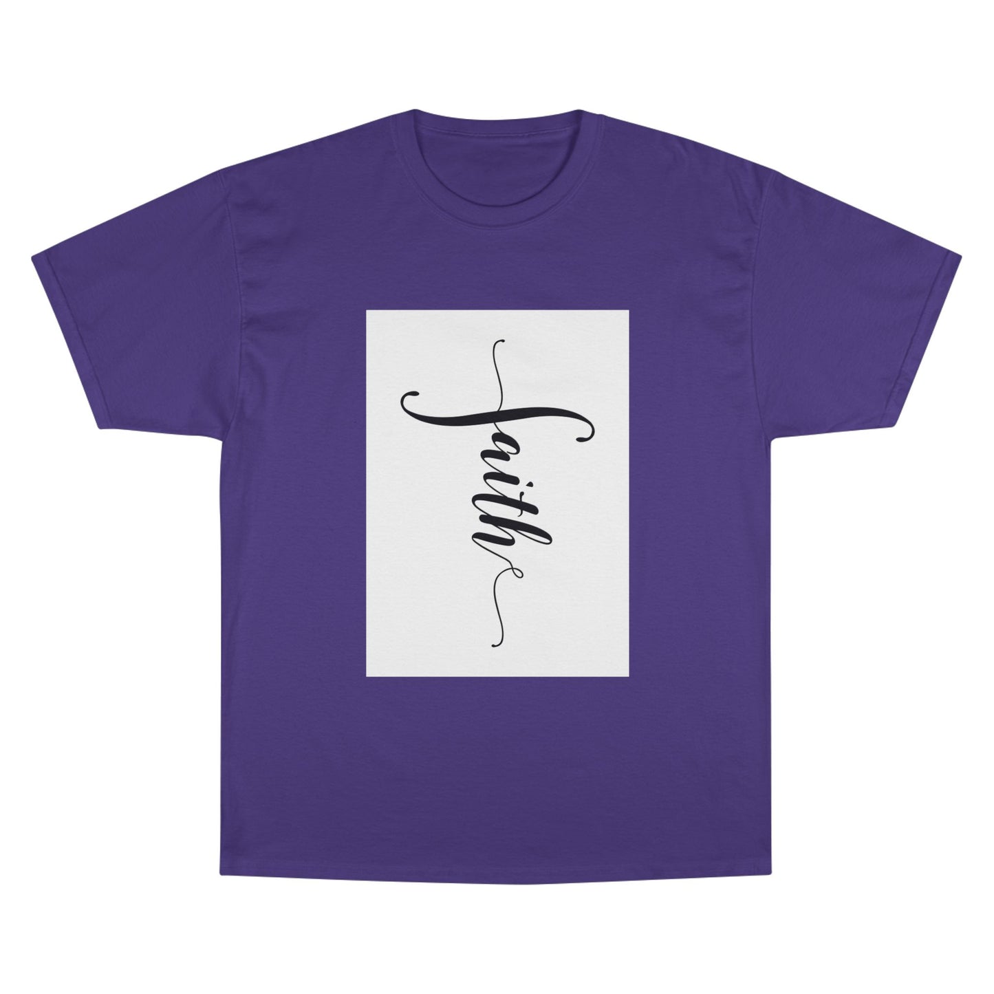 Faith Script Champion T-Shirt — Vertical Handlettered Inspirational Tee