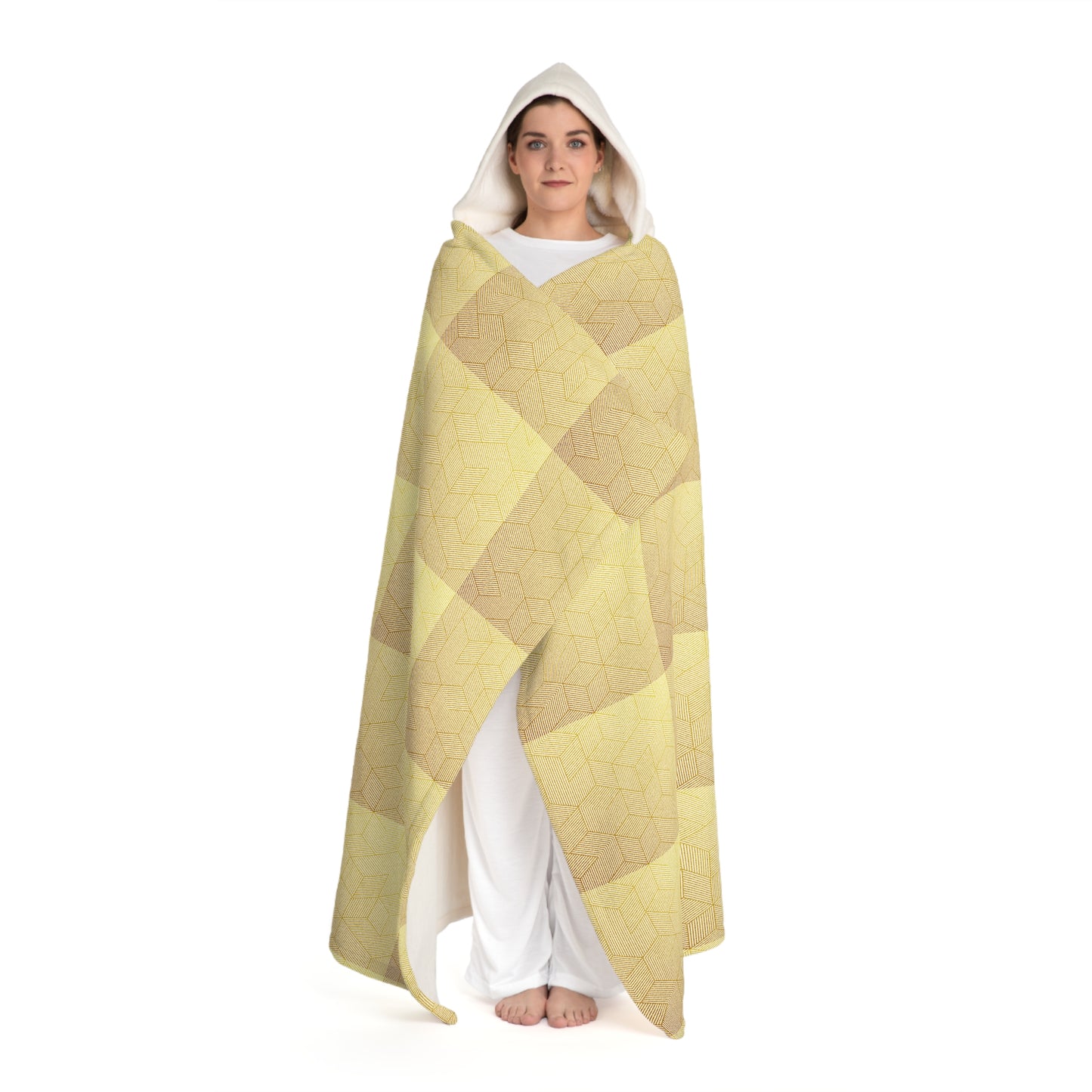 Hooded Sherpa Fleece Blanket - Cozy Christmas Gold Comfortable Throw